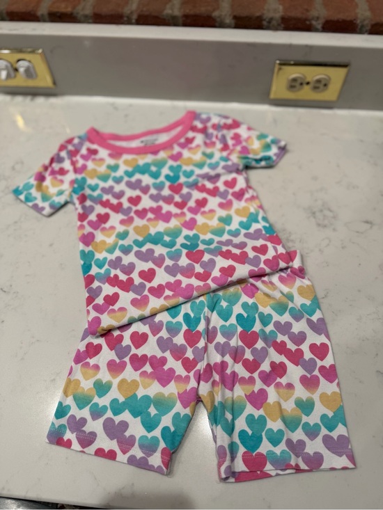 Member's Mark Other - Girls Short-Sleeve Heart Print Pajama Set - Pink & Multicolor